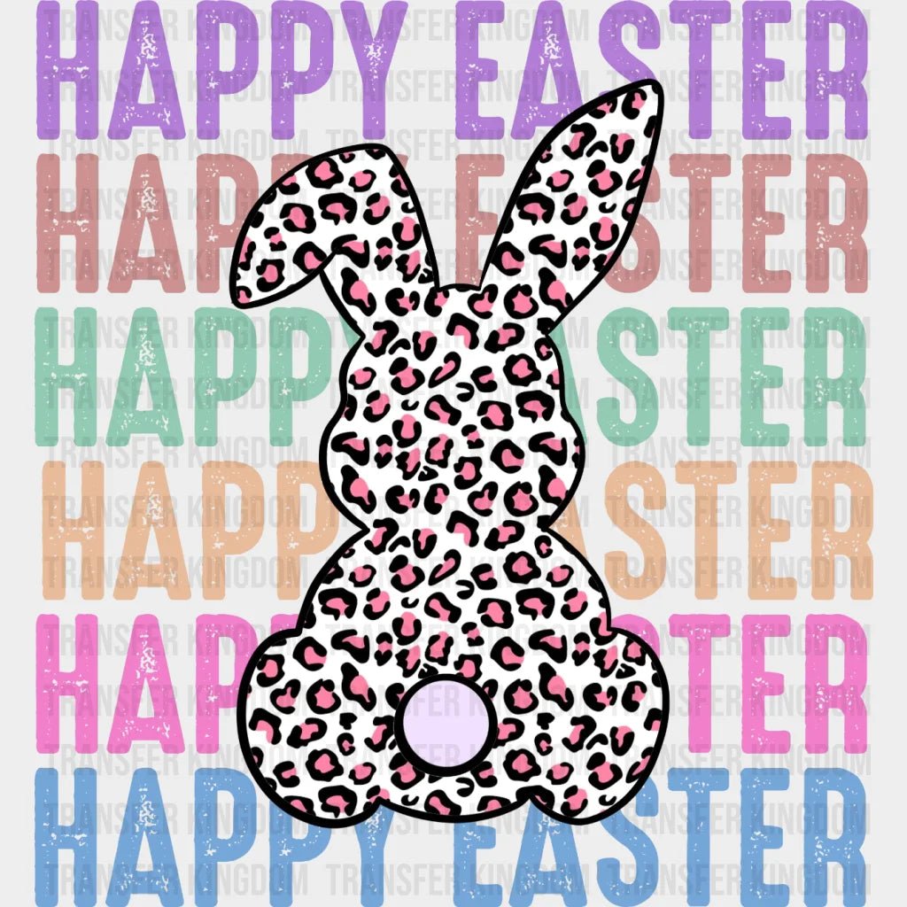 Colorful Happy Easter Leopard Bunny Design - DTF heat transfer - Transfer Kingdom