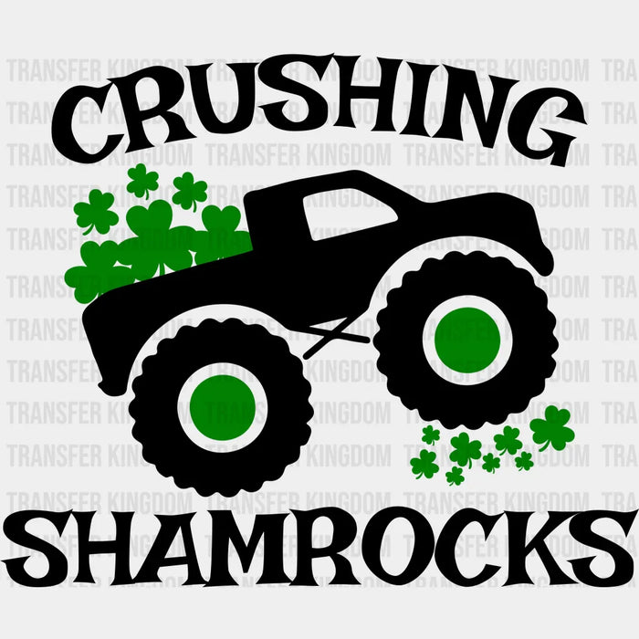 Crushing Shamrocks St. Patrick's Day Black Monster Truck Design - DTF heat transfer