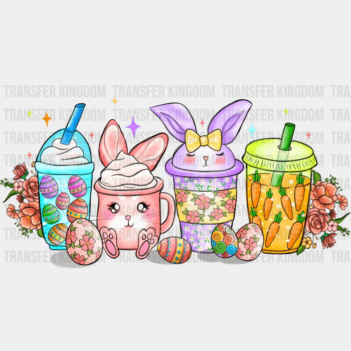 Cups With Eggs And Carrots Easter Design - DTF heat transfer
