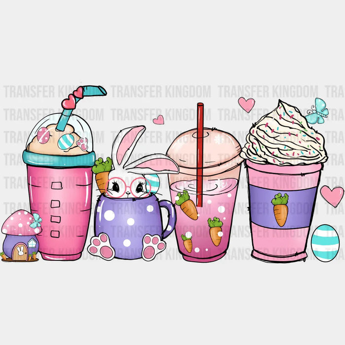 Cups With Cute Bunny Easter Design - DTF heat transfer