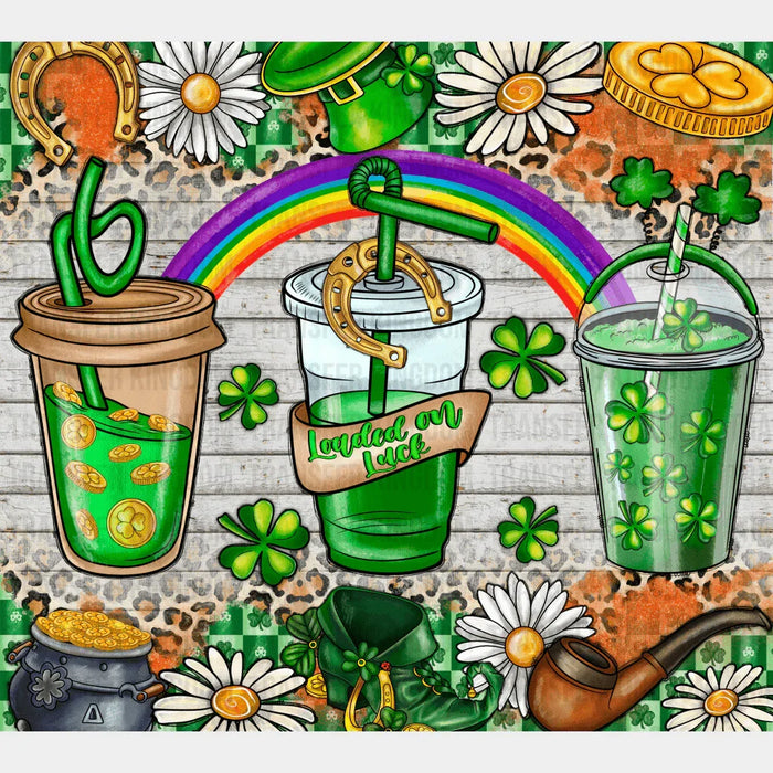 Cups And Flowers St. Patrick's Day Design - DTF heat transfer