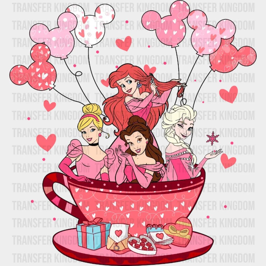 Disney Princesses Date Coffee Cup Valentines Day Design - Dtf Heat Transfer