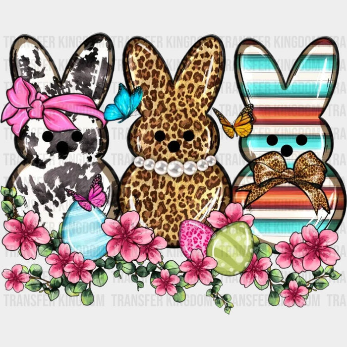 Easter Bunnies Floral Design - DTF heat transfer