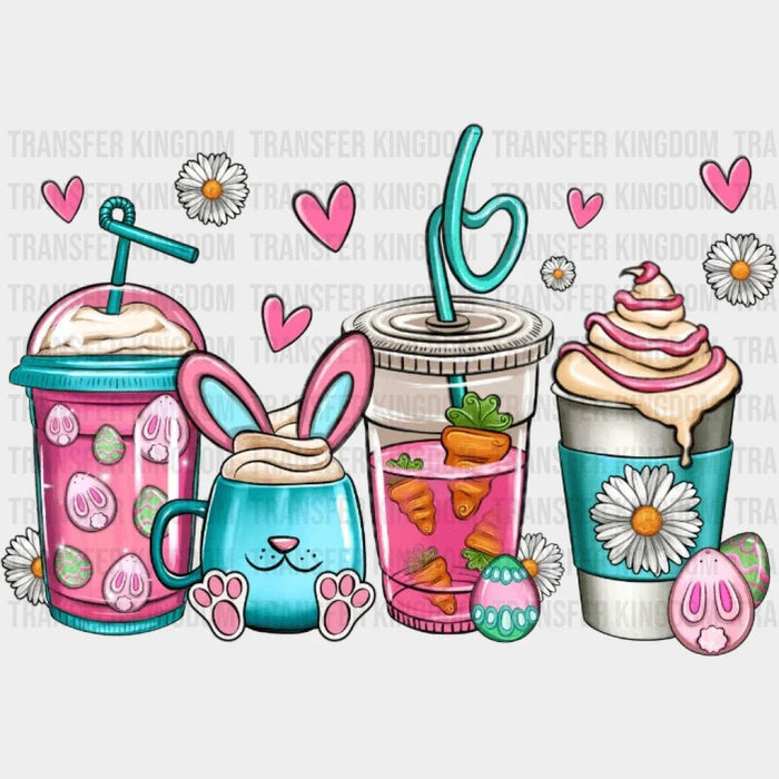 Easter Bunny Coffee Cups Design - DTF heat transfer