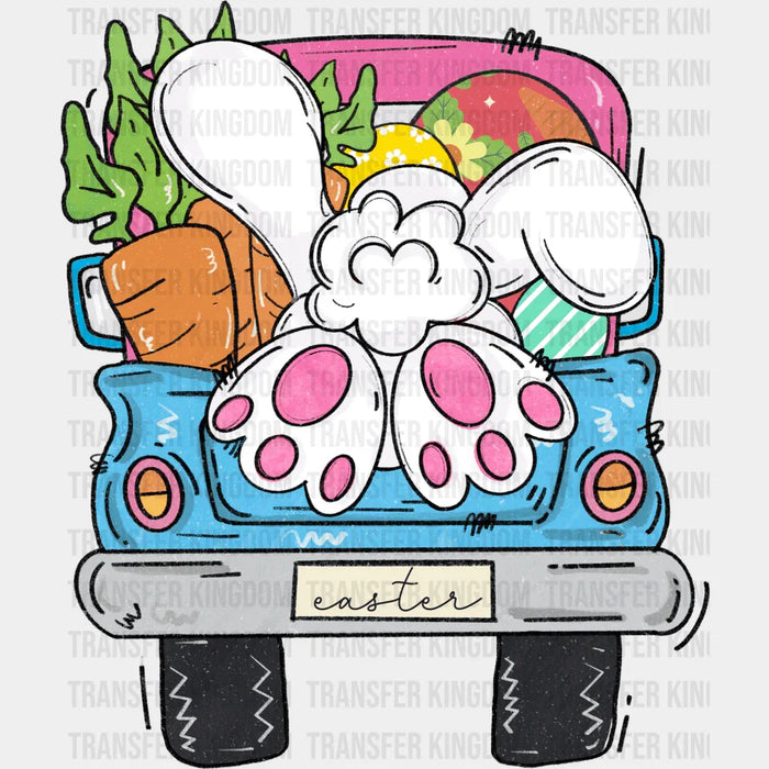 Easter Bunny In Blue Truck Design - DTF heat transfer