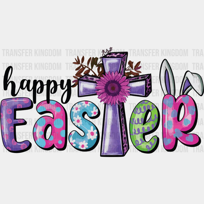 Happy Easter Cross Design- DTF heat transfer