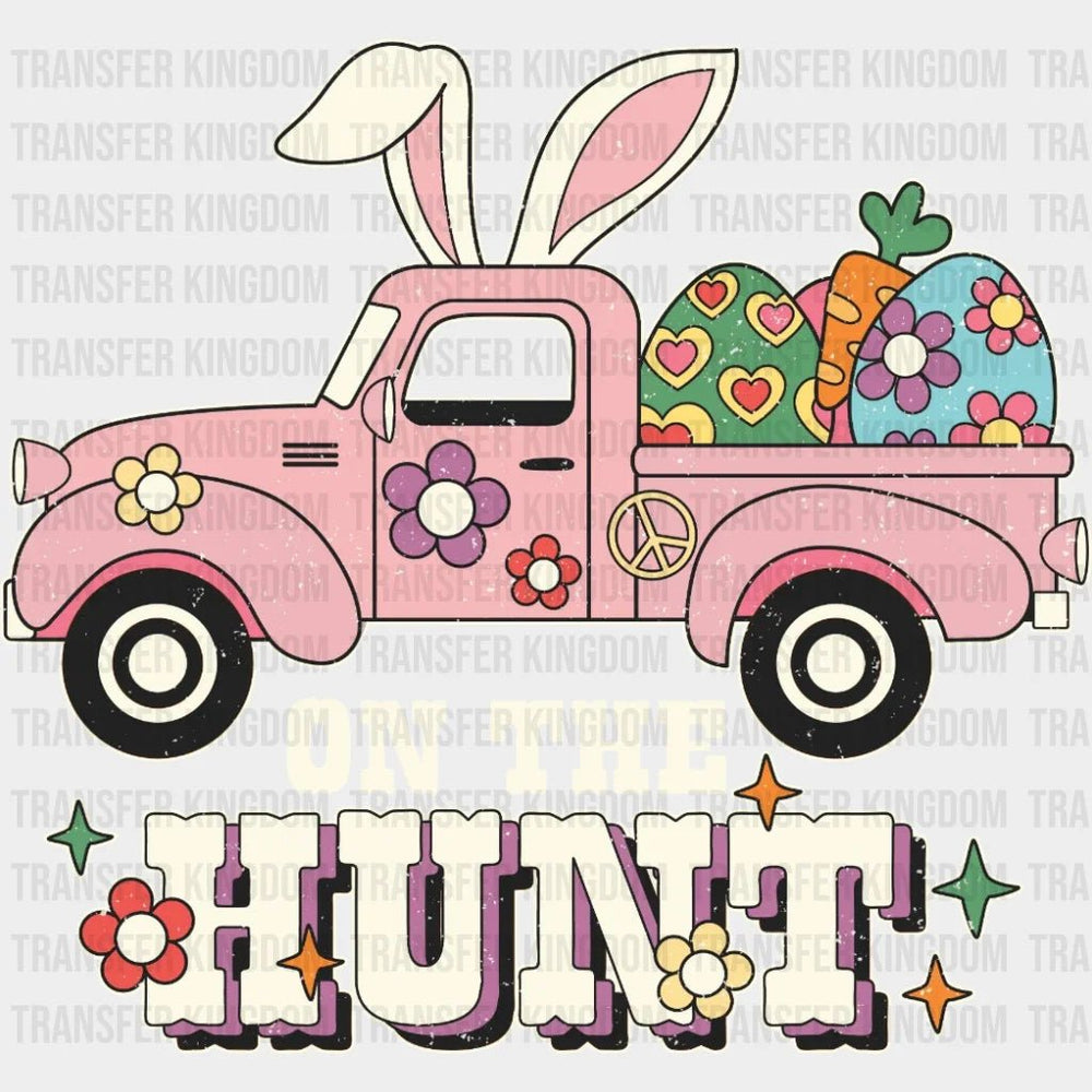 Easter Truck On The Hunt Retro Design - DTF heat transfer - Transfer Kingdom