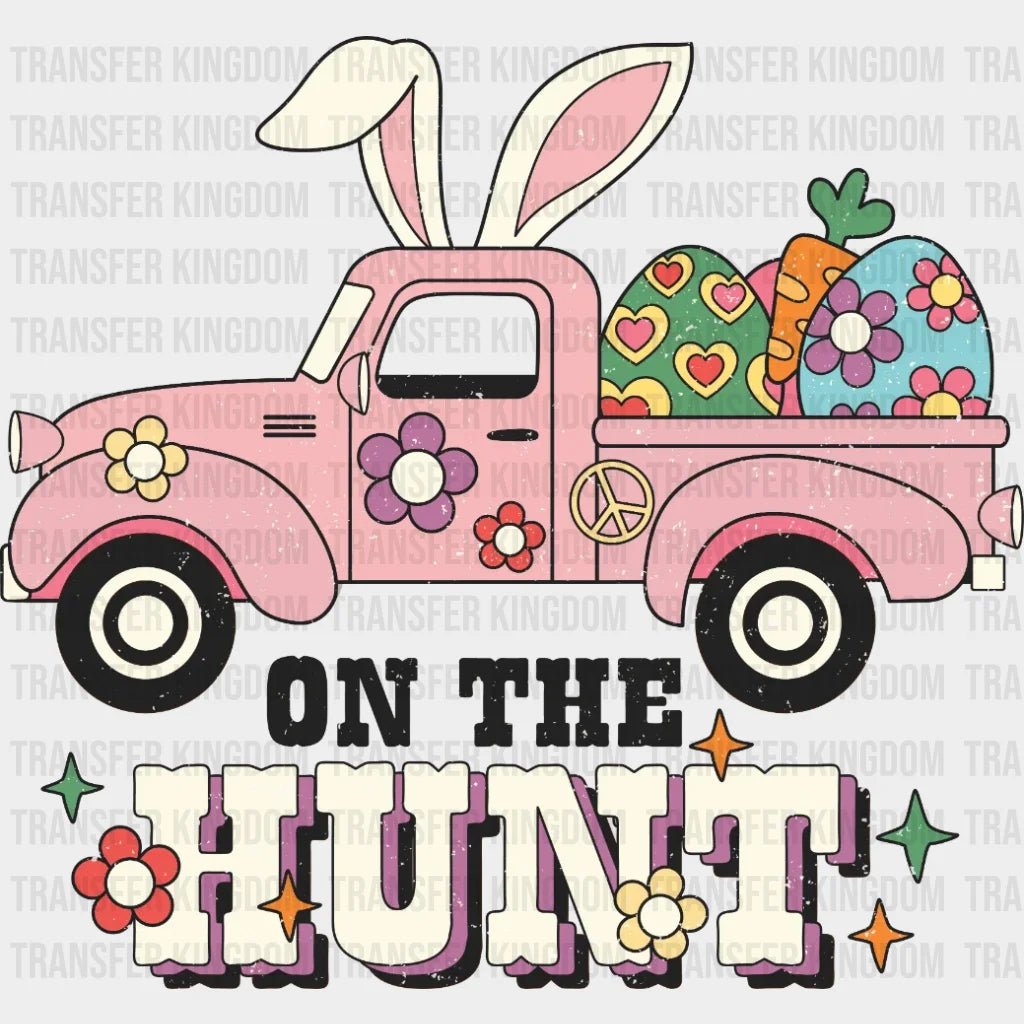 Easter Truck On The Hunt Retro Design - DTF heat transfer - Transfer Kingdom