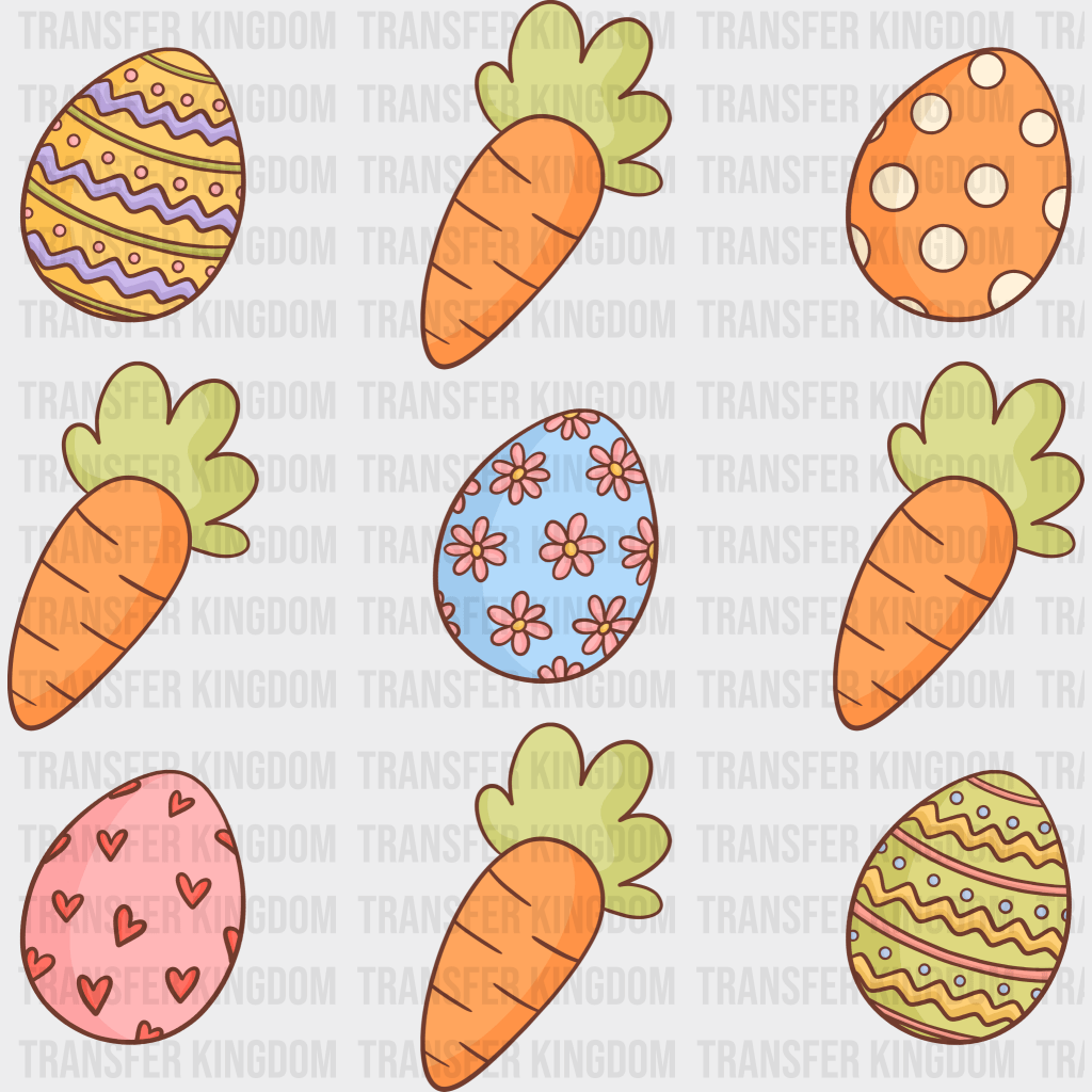 Eggs & Carrots Easter Design - DTF heat transfer - Transfer Kingdom