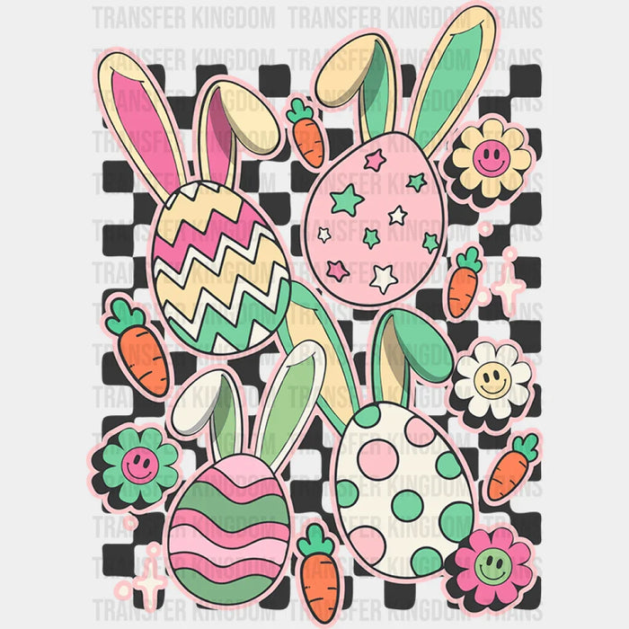 Eggs With Bunny Ears Floral Easter Design - DTF heat transfer