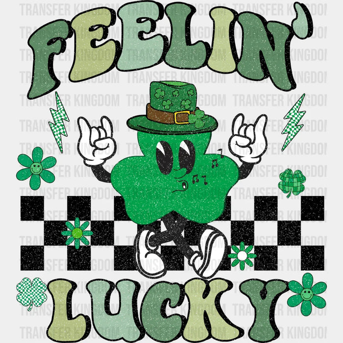 Feelin' Lucky Clover Checkered Design - St. Patrick's Day DTF heat transfer