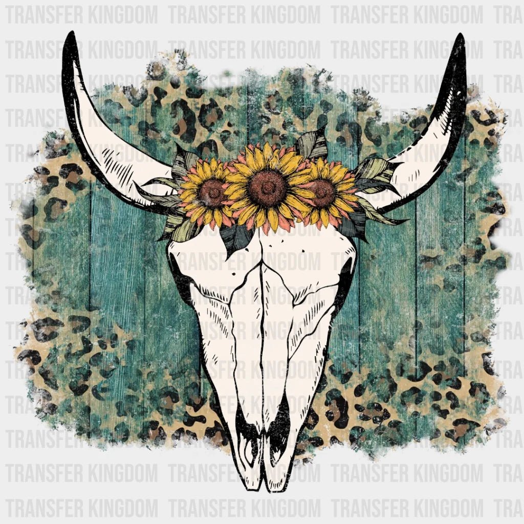 Floral Cow Bull Skull Design - Dtf Heat Transfer