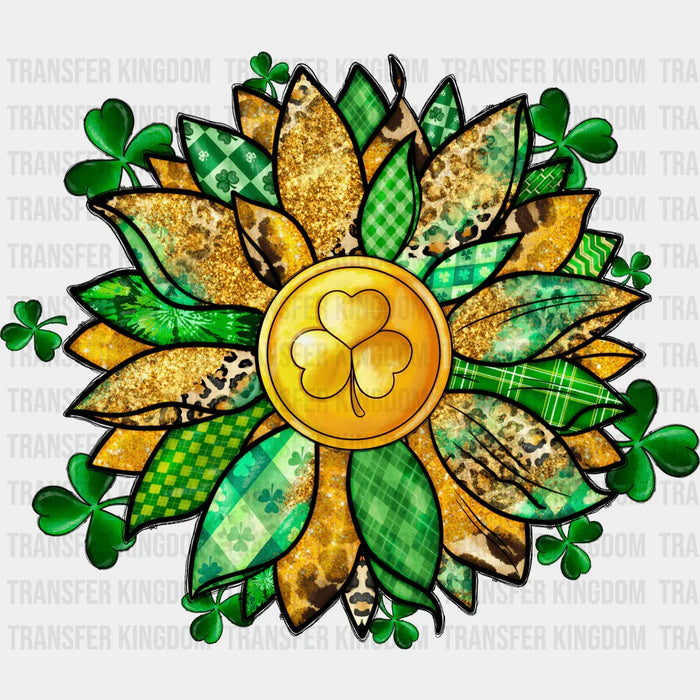 Gold And Green Sunflower St. Patrick's Day Design - DTF heat transfer