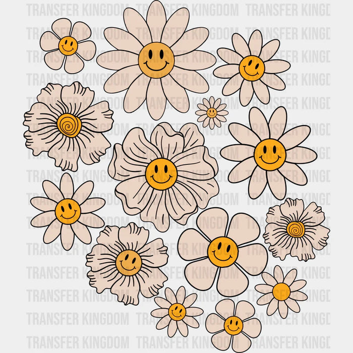 Flowers Easter Daisies Smiley Design - DTF heat transfer