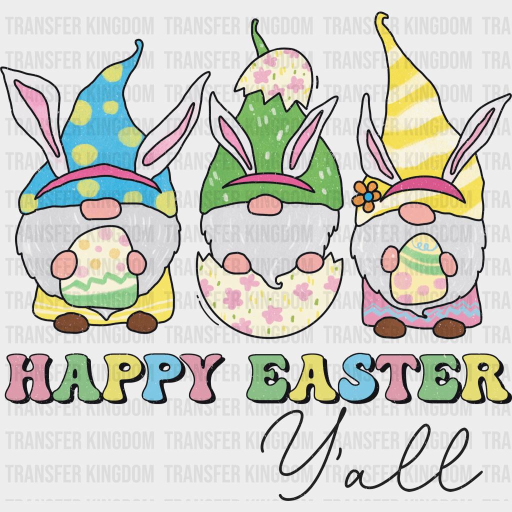 Gnomies Happy Easter Y'all Design - DTF heat transfer - Transfer Kingdom