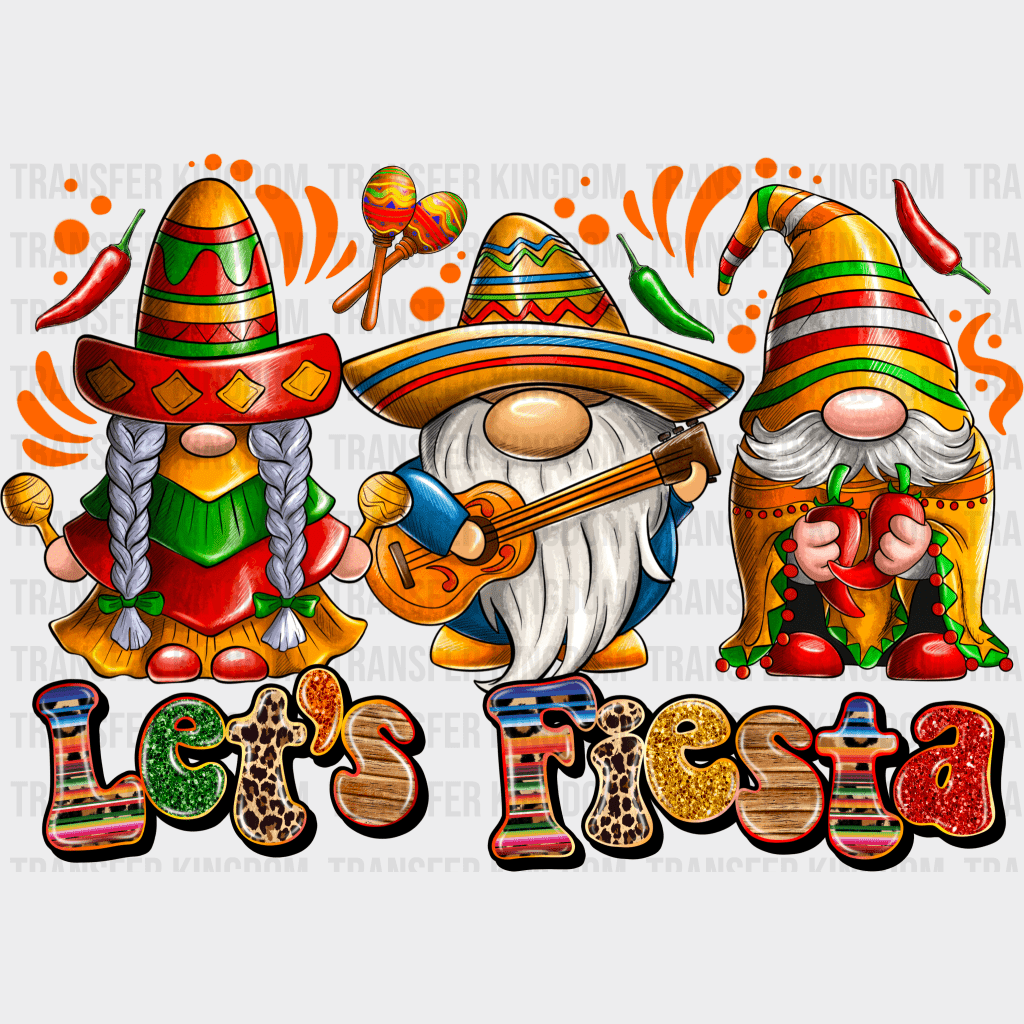 Gnomies Let's Fiesta - Cinco De Mayo DTF heat transfer - Transfer Kingdom