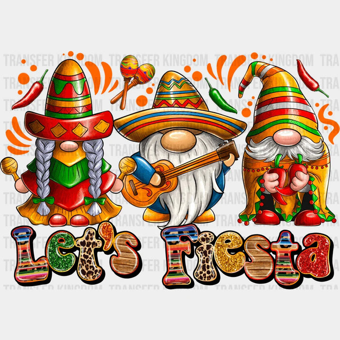 Gnomies Let's Fiesta Chili Design - Cinco De Mayo DTF heat transfer