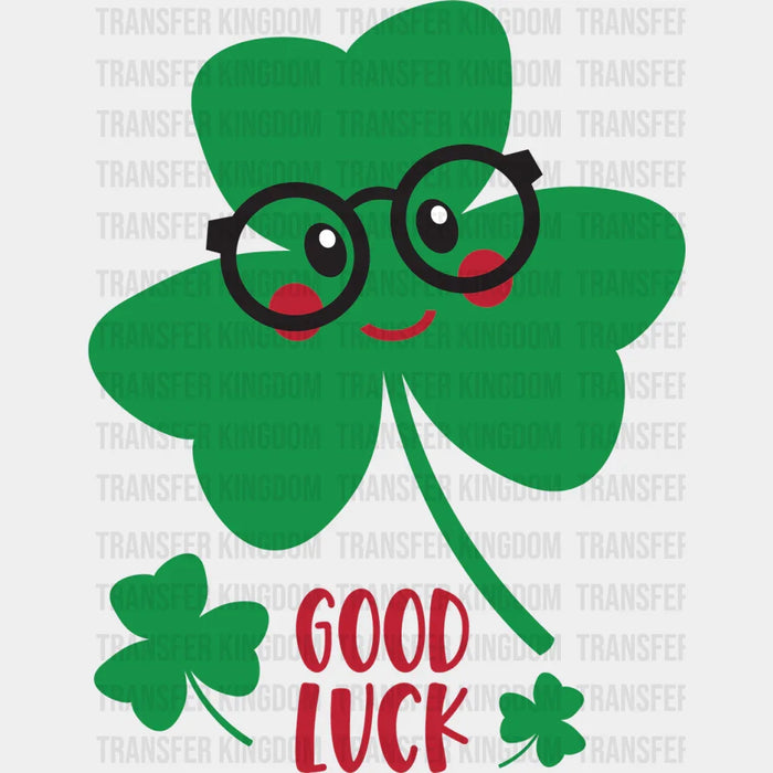 Good Luck St. Patrick's Day Red And Green Clover Design - DTF heat transfer