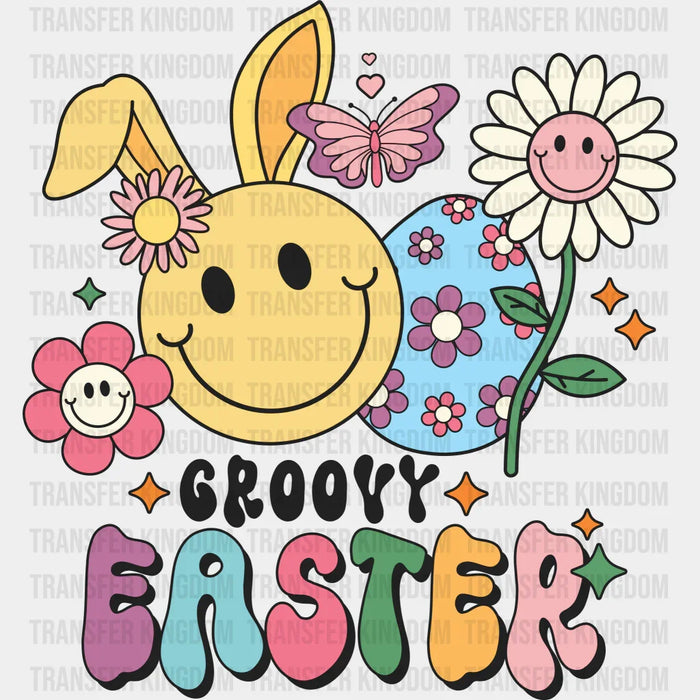 Groovy Easter Butterfly Daisies Design - DTF heat transfer