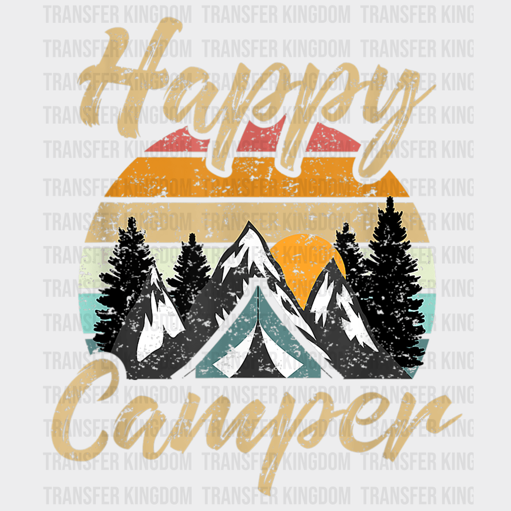 Happy Camper - Hiking Lover Design Dtf Heat Transfer Unisex S & M ( 10 ) / Dark Color See Imaging