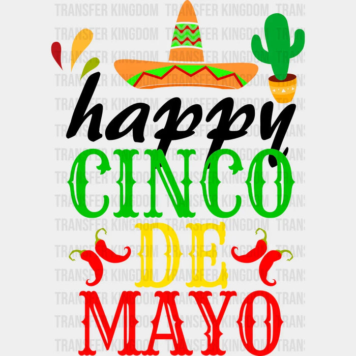 Happy Cinco De Mayo Sombrero - Cinco De Mayo DTF heat transfer