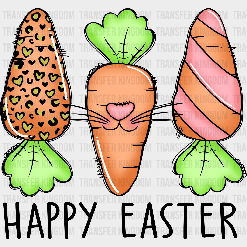 Happy Easter Carrots Easter Design - DTF heat transfer - Transfer Kingdom