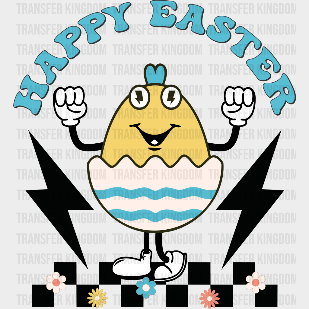 Happy Easter Cracked Egg Design- DTF heat transfer - Transfer Kingdom