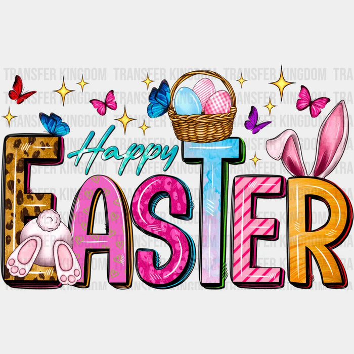 Happy Easter Butterflies And Eggs Design - DTF heat transfer