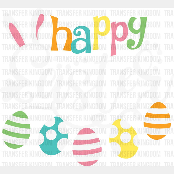 Happy Easter Colorful Eggs Design - DTF heat transfer