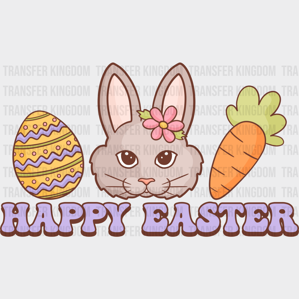 Happy Easter Egg Bunny Carrot Easter Design - DTF heat transfer - Transfer Kingdom