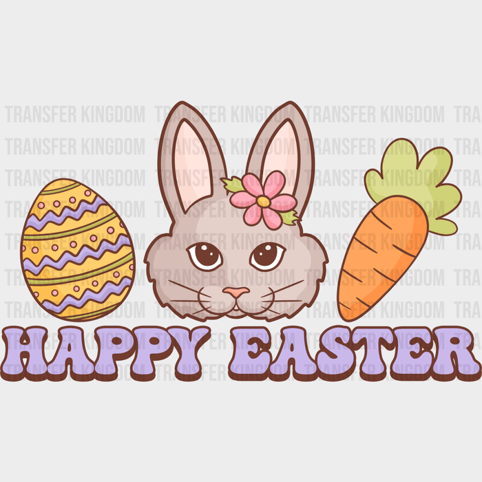 Happy Easter Egg Bunny Carrot Easter Design - DTF heat transfer