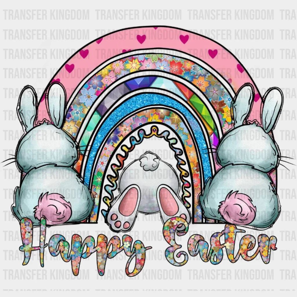 Happy Easter Rainbow Bunny Design - DTF heat transfer - Transfer Kingdom