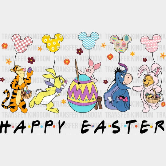 Happy Easter Winnie The Pooh Mickey Balloons Design- DTF heat transfer - Transfer Kingdom