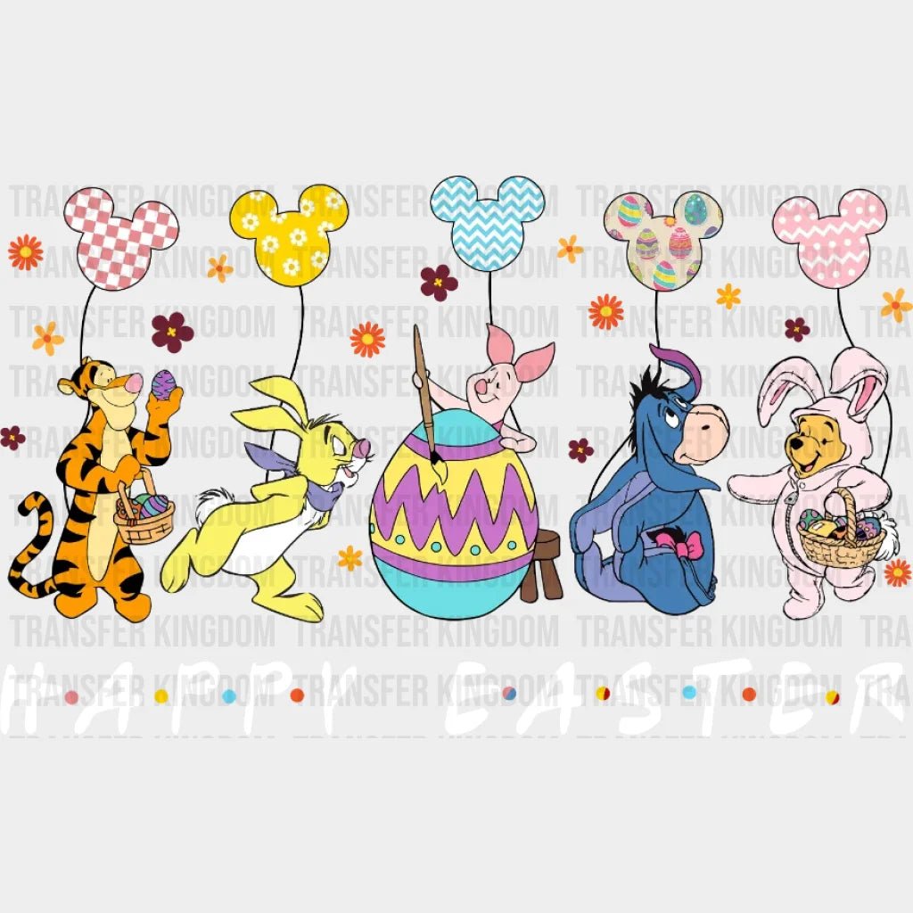 Happy Easter Winnie The Pooh Mickey Balloons Design- DTF heat transfer - Transfer Kingdom