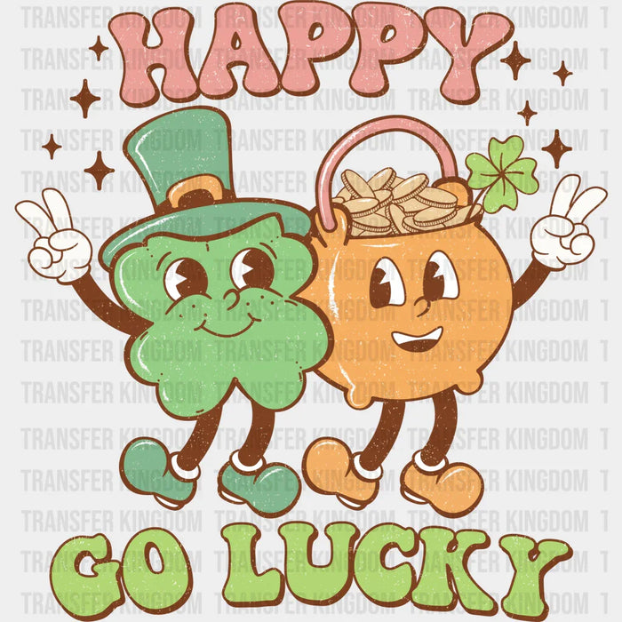 Happy Go Lucky Clover & Pot Of Gold St. Patrick's Day Design - DTF heat transfer