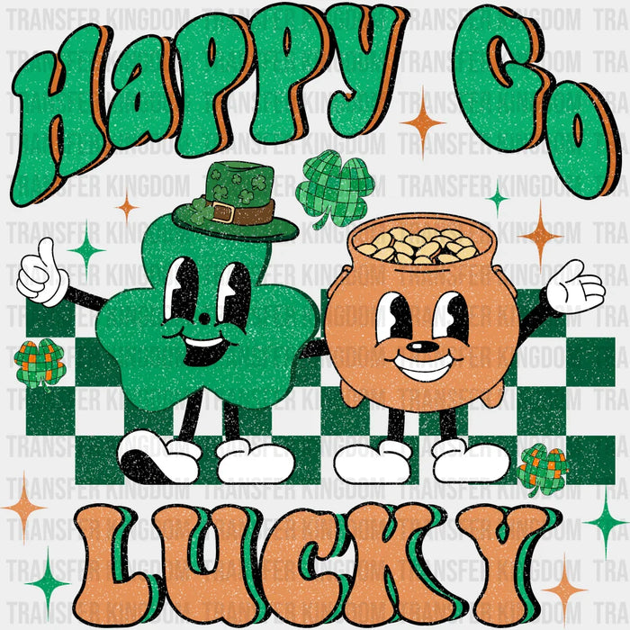 Happy Go Lucky Green Checkered St. Patrick's Day Design - St. Patrick's Day DTF heat transfer