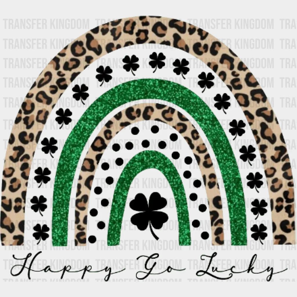 Happy Go Lucky St. Patrick's Day Leopard Rainbow Design - DTF heat transfer - Transfer Kingdom