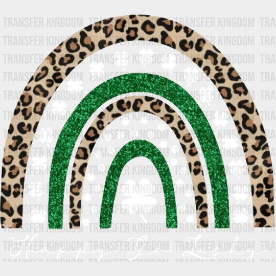 Happy Go Lucky St. Patrick's Day Leopard Rainbow Design - DTF heat transfer - Transfer Kingdom
