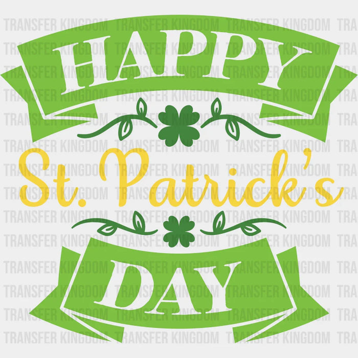 Happy St. Patrick's Day Yellow And Green Clover Design - DTF heat transfer