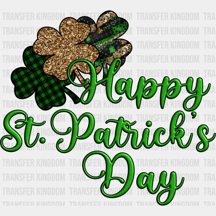 Happy St. Patrick's Day Clover Design - St. Patrick's Day DTF heat transfer