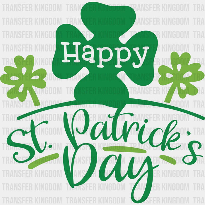 Happy St. Patrick's Day Green Two Tone Clover Design - DTF heat transfer