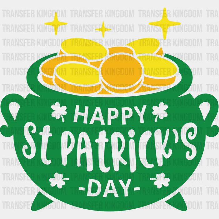 Happy St. Patrick's Day Green Pot Of Gold Design - DTF heat transfer