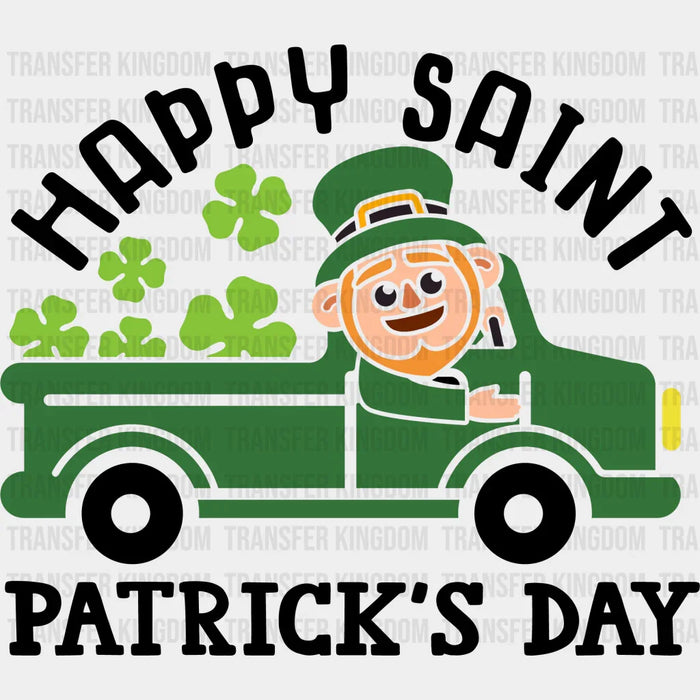 Happy St. Patrick's Day Green Car Shamrock Design - St. Patrick's Day DTF heat transfer