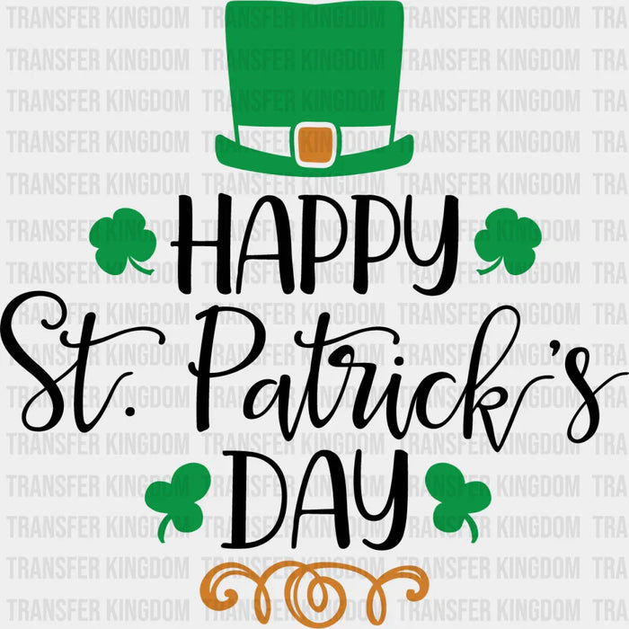 Green Hat Happy St. Patrick's Day Design - DTF heat transfer