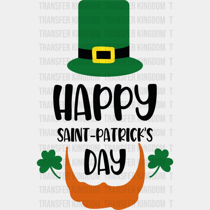 Happy St. Patrick's Day Hat And Clovers Design - DTF heat transfer