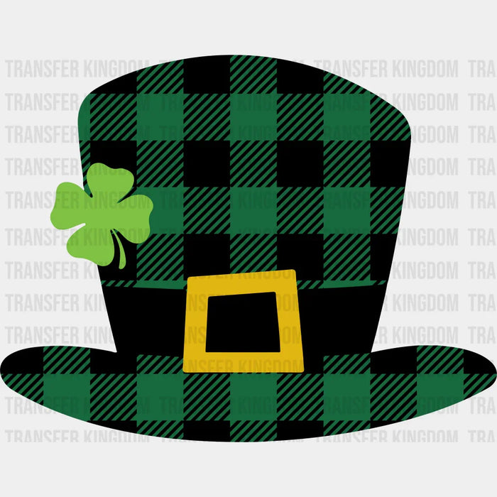 Hat St. Patrick's Day Plaid Hat With Clover Design - DTF heat transfer
