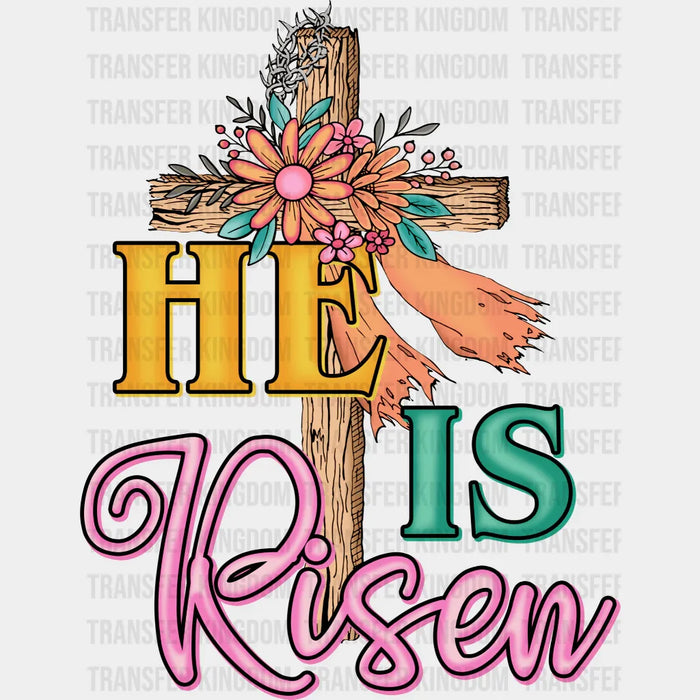 He Is Risen Floral Easter Cross Design - DTF heat transfer