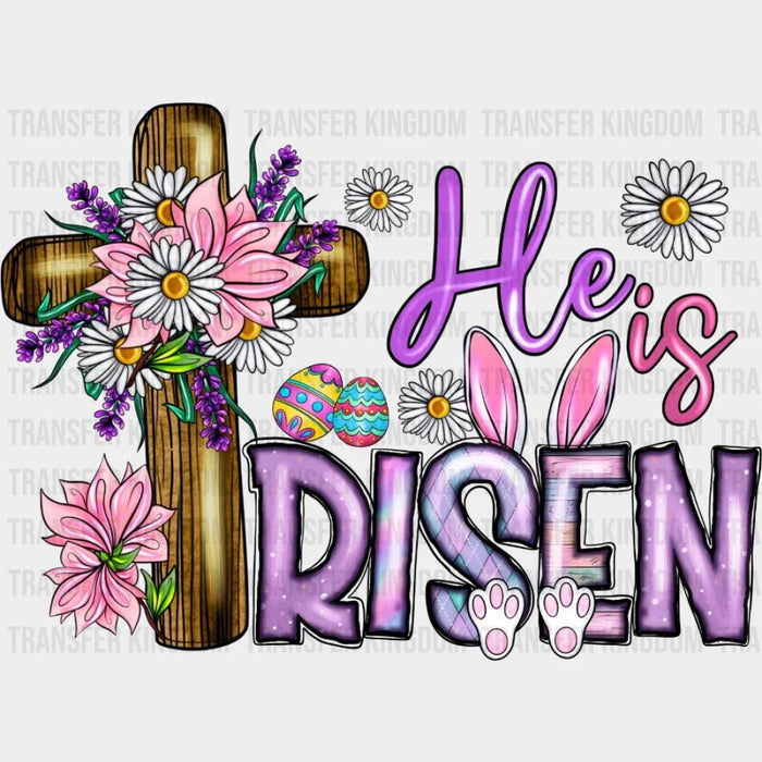 He Is Risen Floral Cross Easter Design - DTF heat transfer