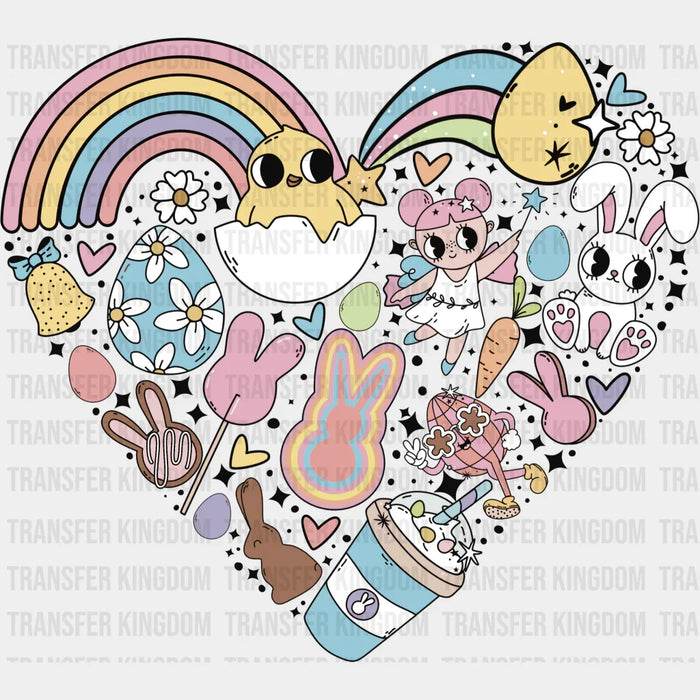 Heart Shape Easter Doodles Design - DTF heat transfer