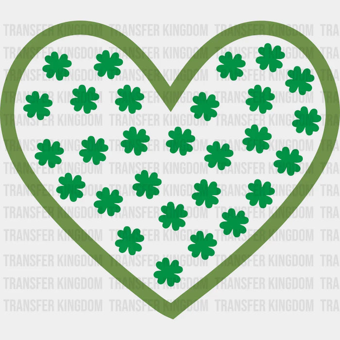Heart Green With Clovers St. Patrick's Day Design - DTF heat transfer
